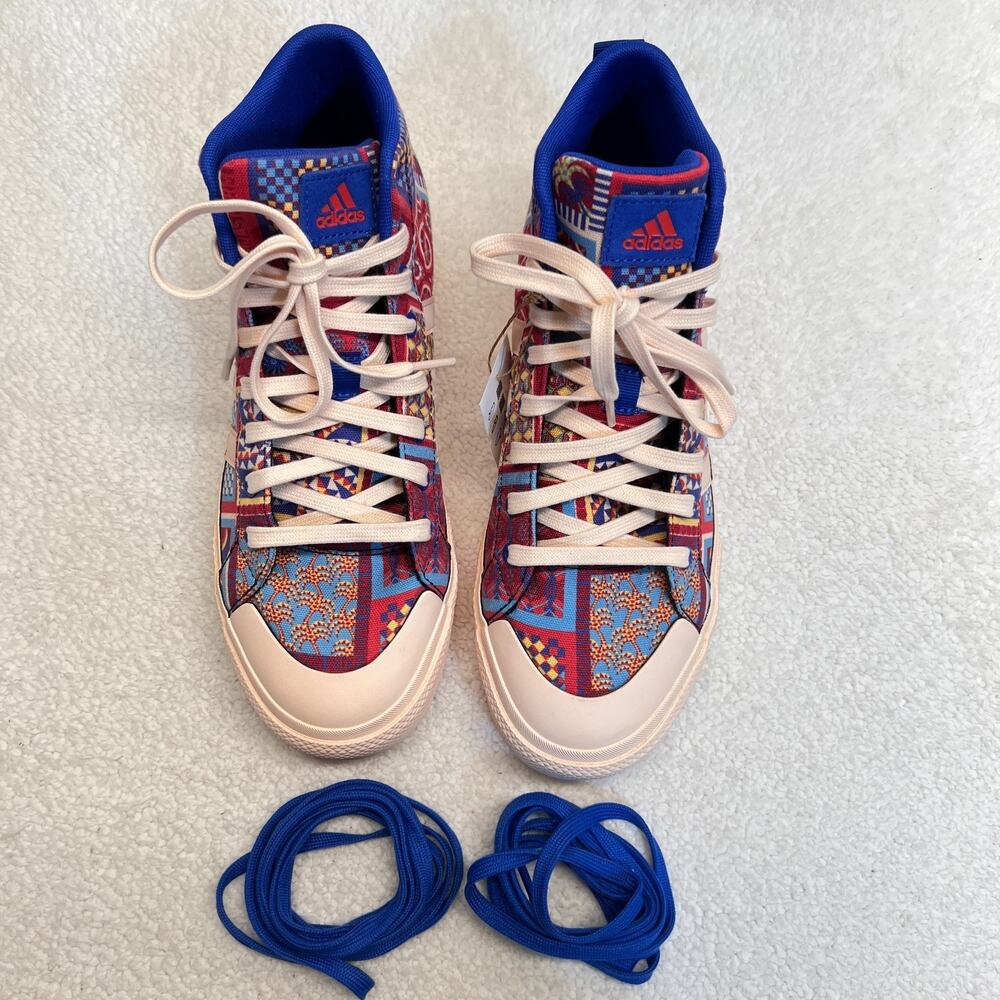 NWT Adidas x FARM Rio Women Sneakers Bravada 2.0 Platform Patchwork Quilt Sz 9.5